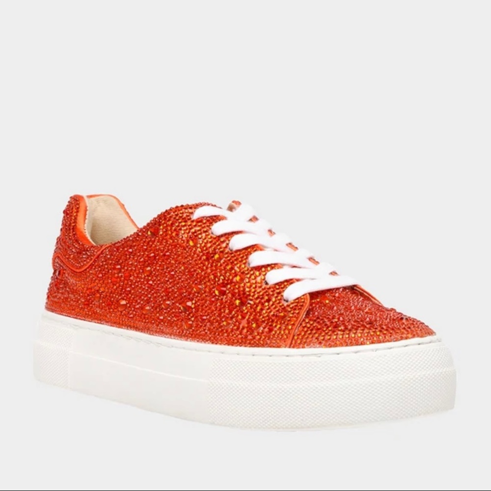 Betsey Johnson | Sidney Orange Rhinestone Sneakers